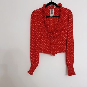 Free People Ruffle Polka Dot Blouse